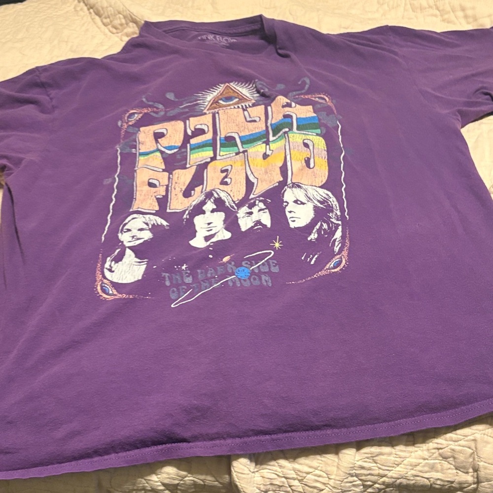 Pink Floyd Purple Tee with Multicolor Retro Logo
